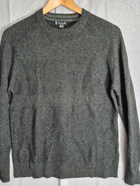 Smartwool Sparwood Sweater Mens Small Gray Green Wool Crew Neck Pullover 0626